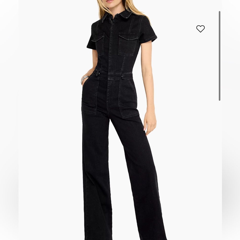 Good American Black Denim Jumpsuit